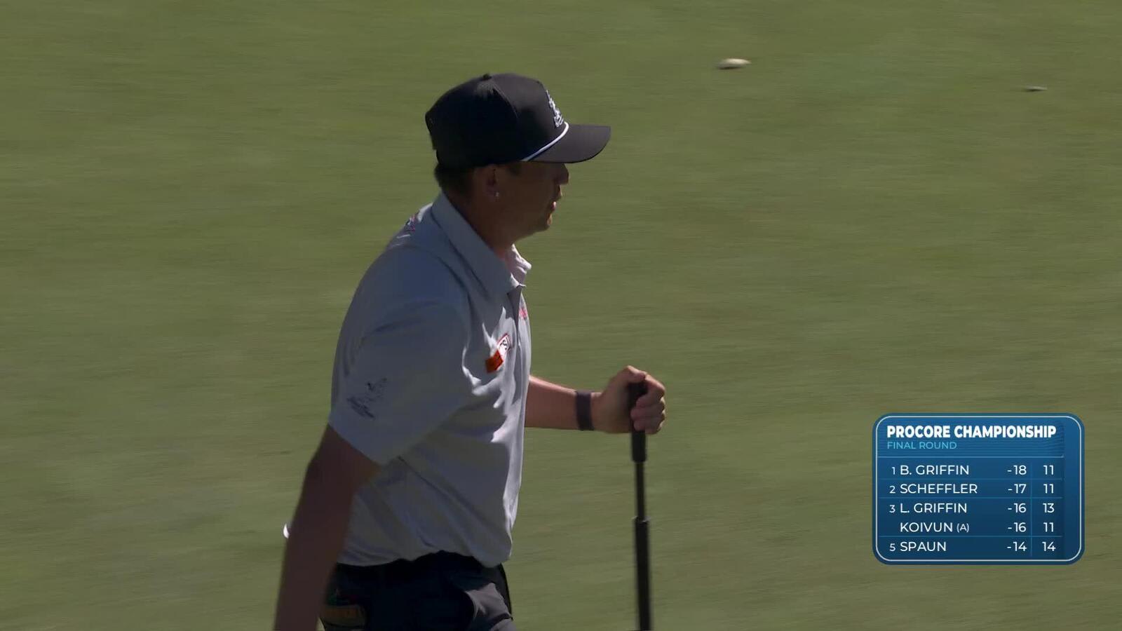 Rico Hoey sinks 5-foot birdie putt on No. 16 at Procore