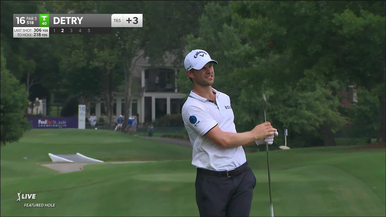 Thomas Detry leaves eagle putt from off the green on the edge at FedEx St. Jude