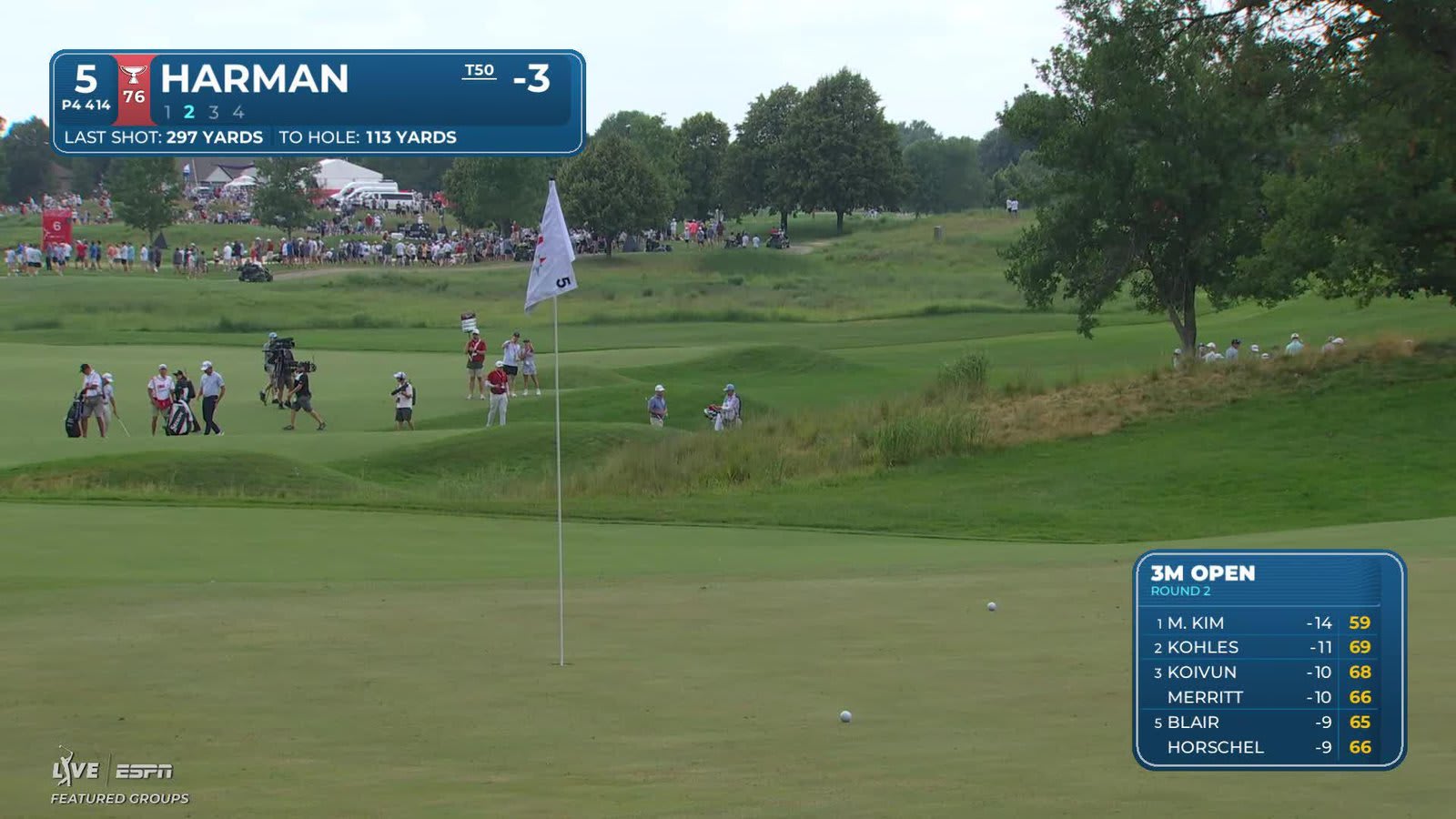 Brian Harman's 116-yard approach sets up birdie on No. 5 at 3M Open