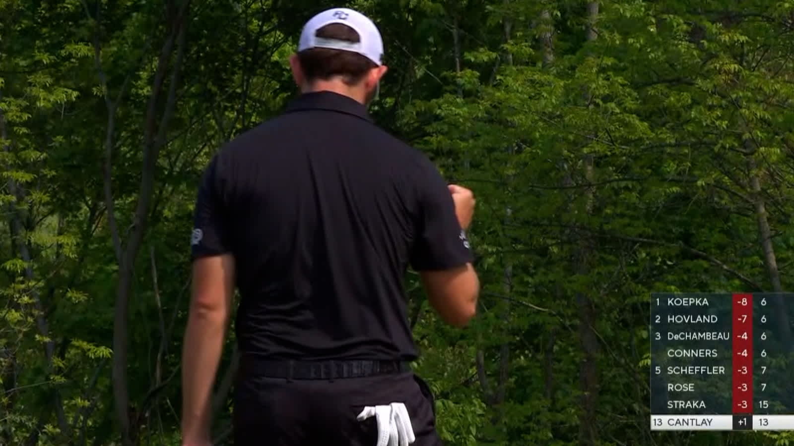 Patrick Cantlay sends in lengthy eagle putt at the PGA Championship