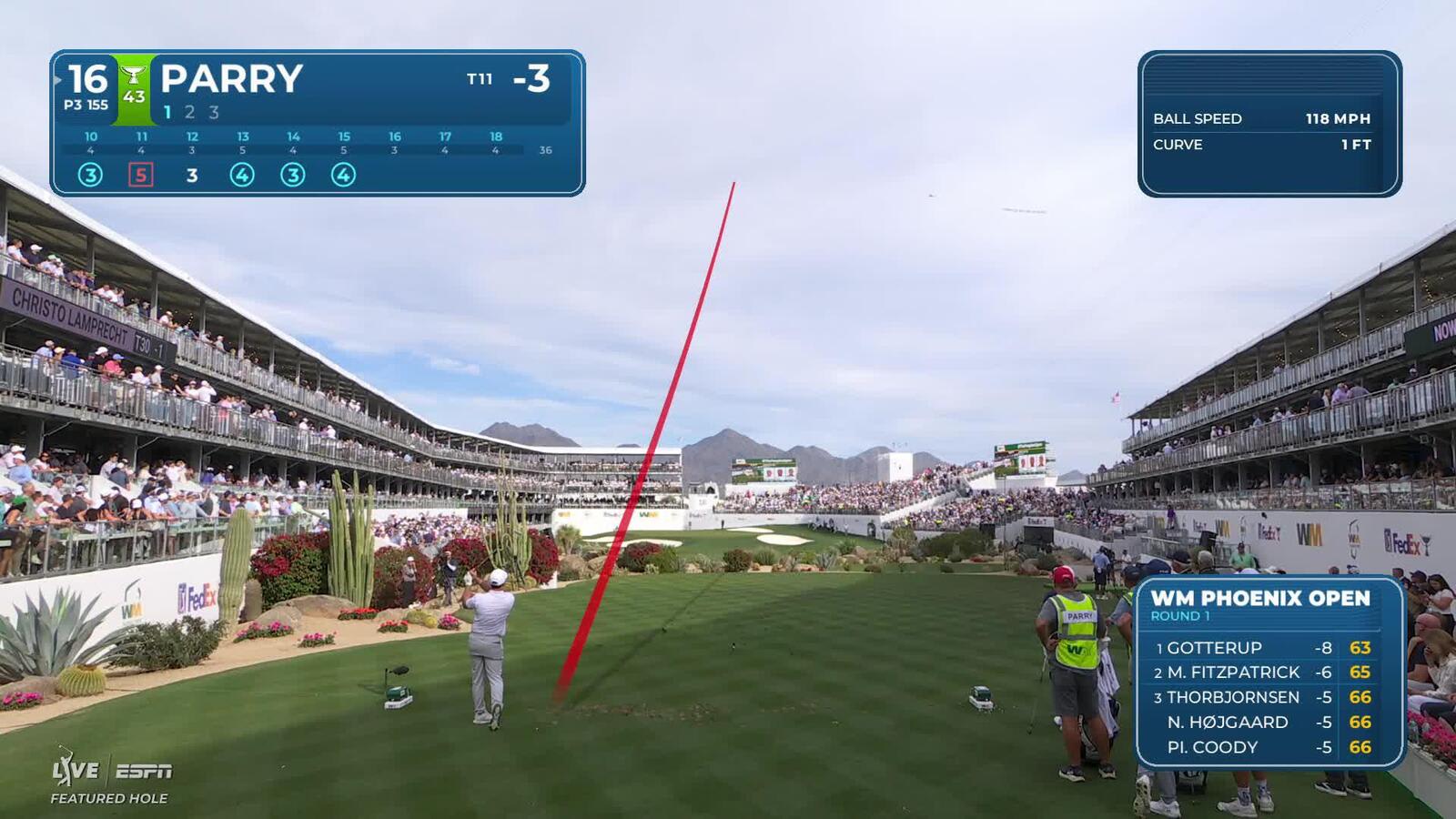 John Parry hits 155-yard tee shot to 7 feet, sets up birdie on No. 16 at WM Phoenix Open
