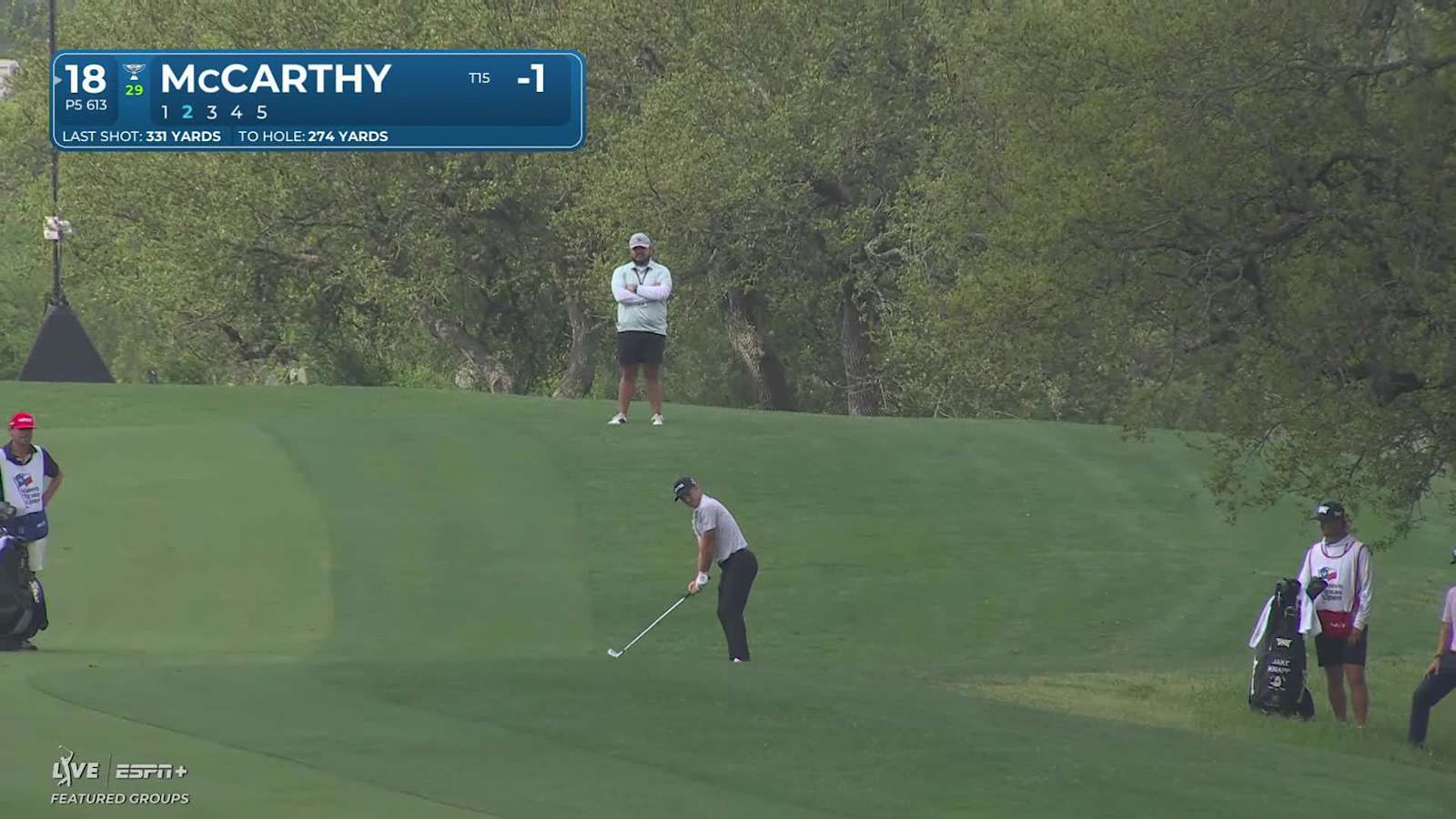 Denny McCarthy navigates hole No. 18 for birdie at Valero