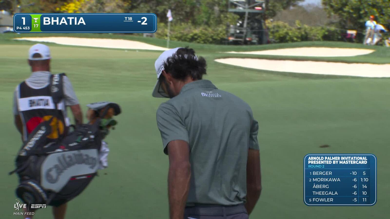 Akshay Bhatia hits 134-yard approach to 8 feet, sets up birdie on No. 1 at Arnold Palmer