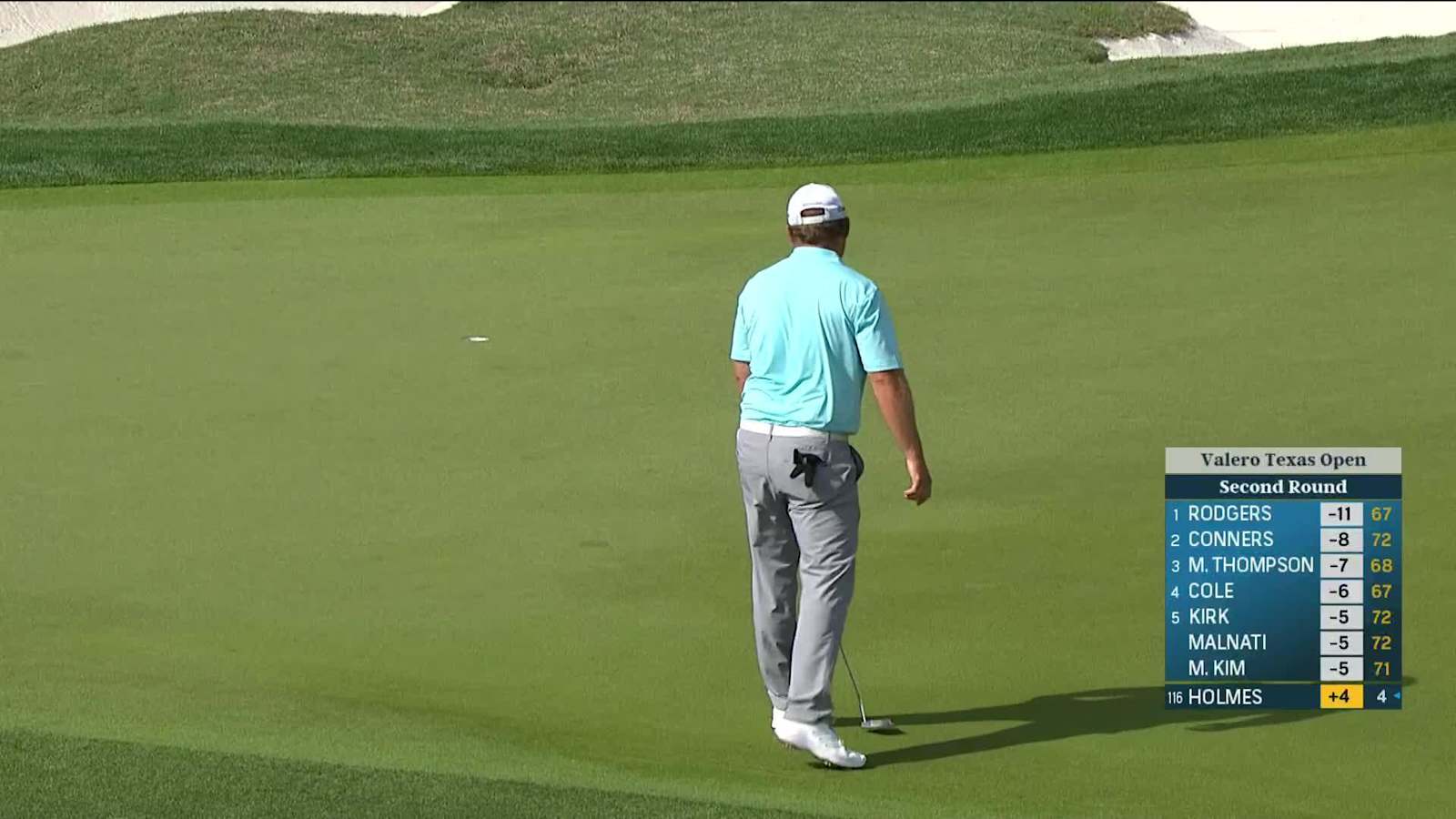 J.B. Holmes sends in 25-foot birdie putt at Valero