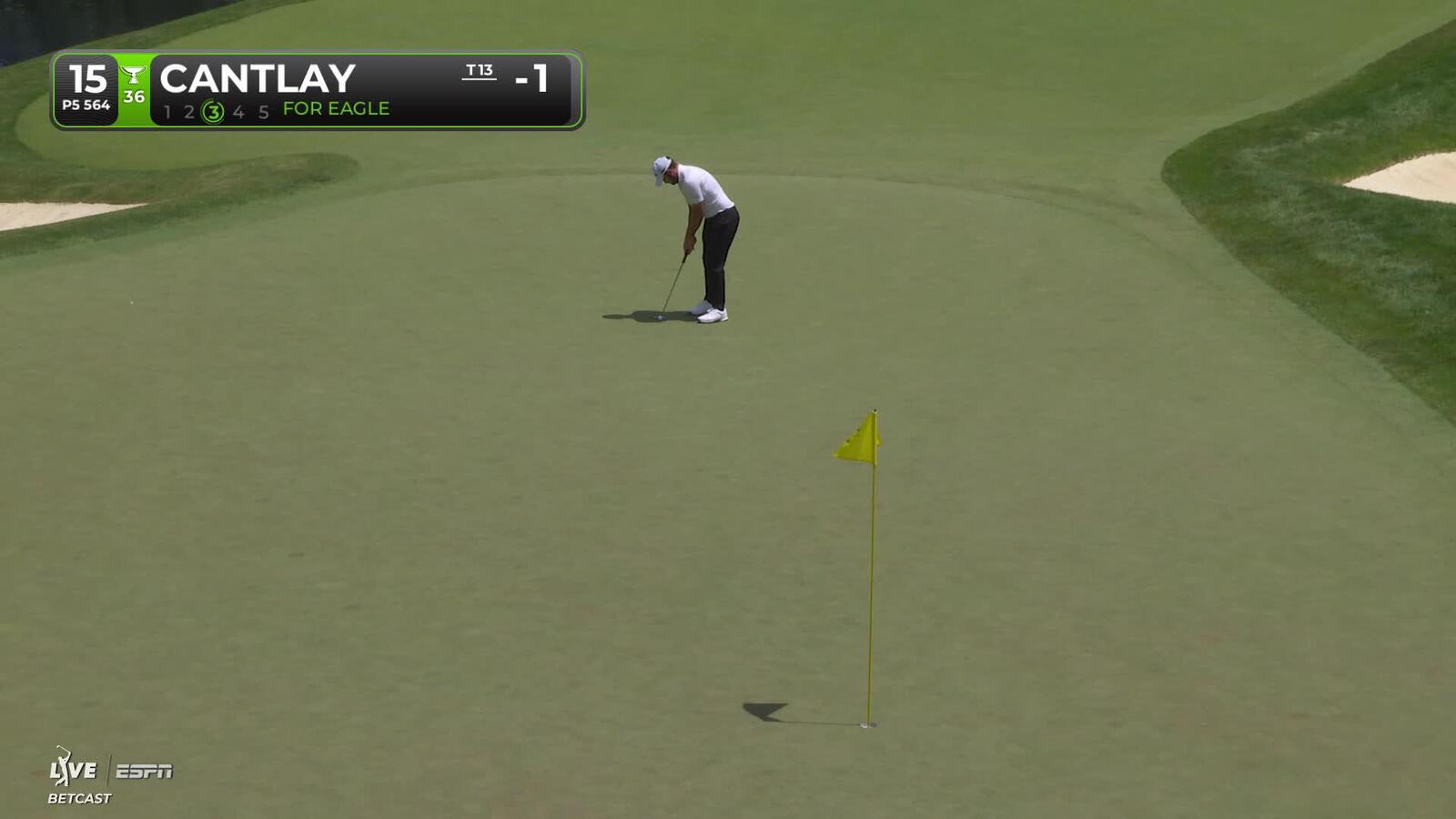 Patrick Cantlay taps in from 10 inches for birdie on No. 15 at the Memorial