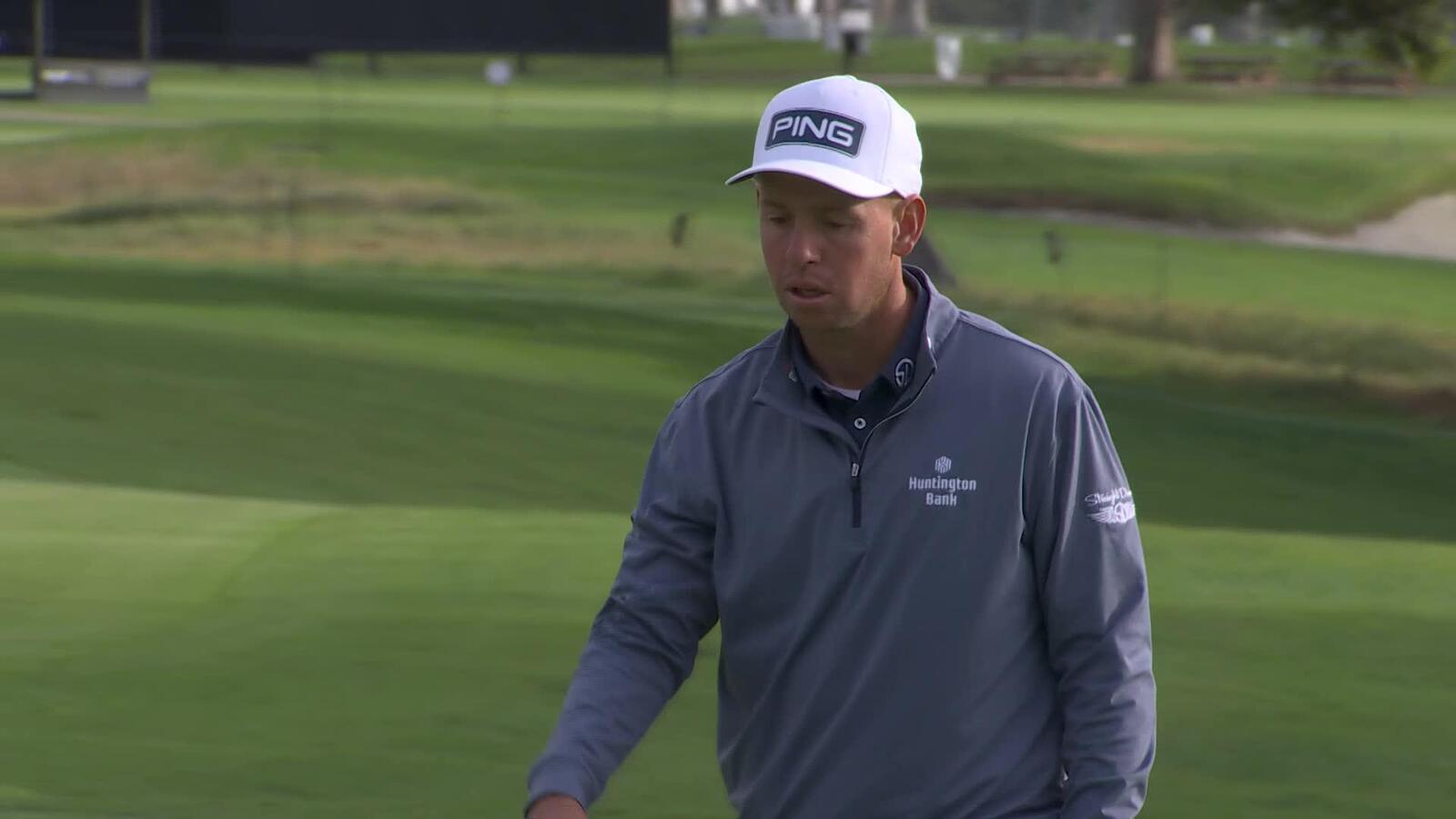 Sam Stevens sinks 16-foot birdie putt on No. 3 at The Genesis