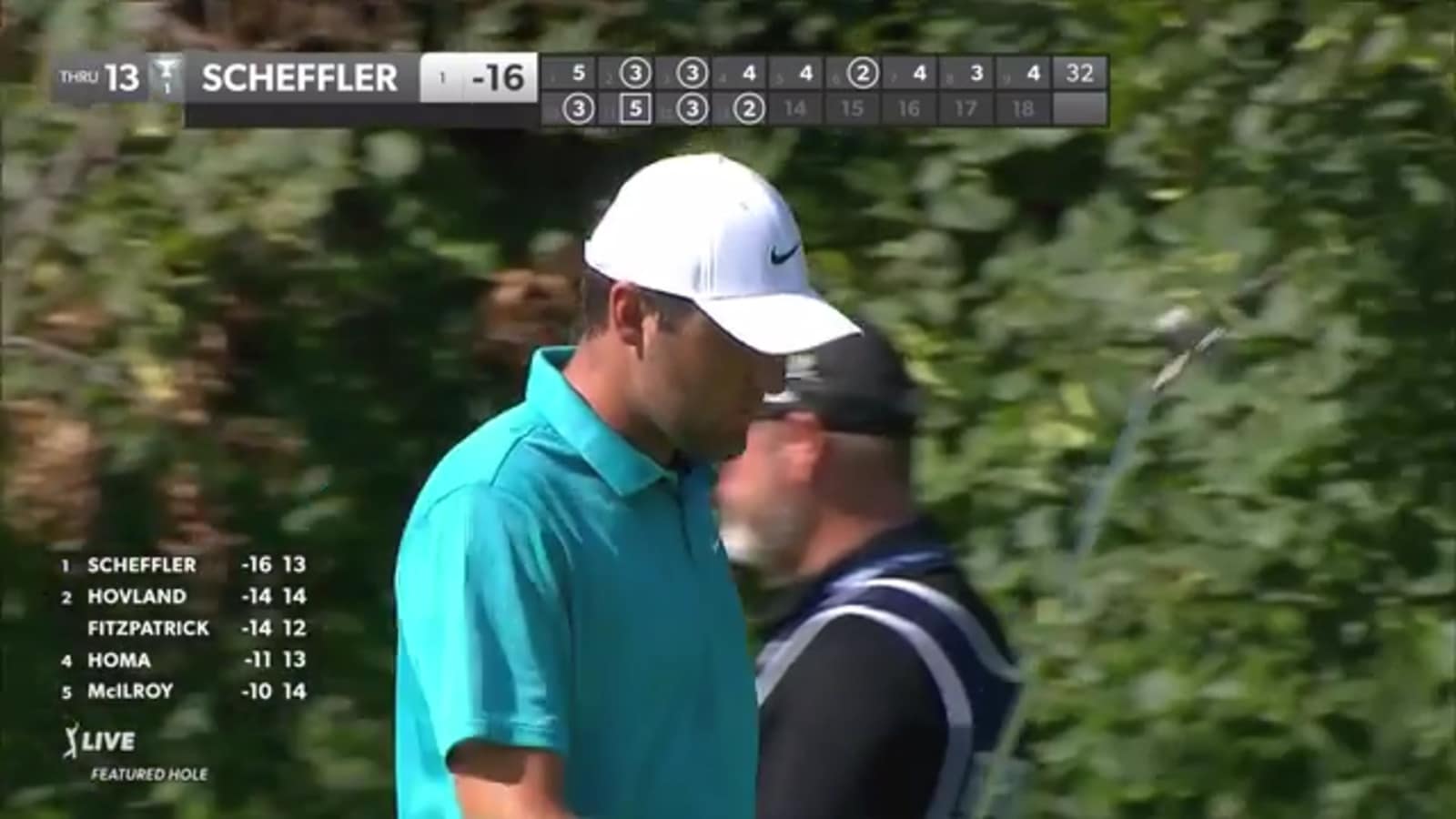 Scottie Scheffler sends in a 24-foot birdie putt at BMW Championship