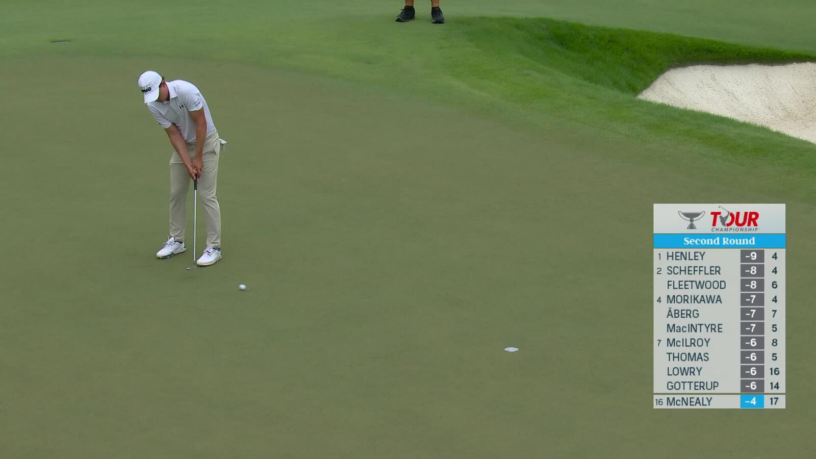Maverick McNealy makes birdie on No. 18 at TOUR Championship