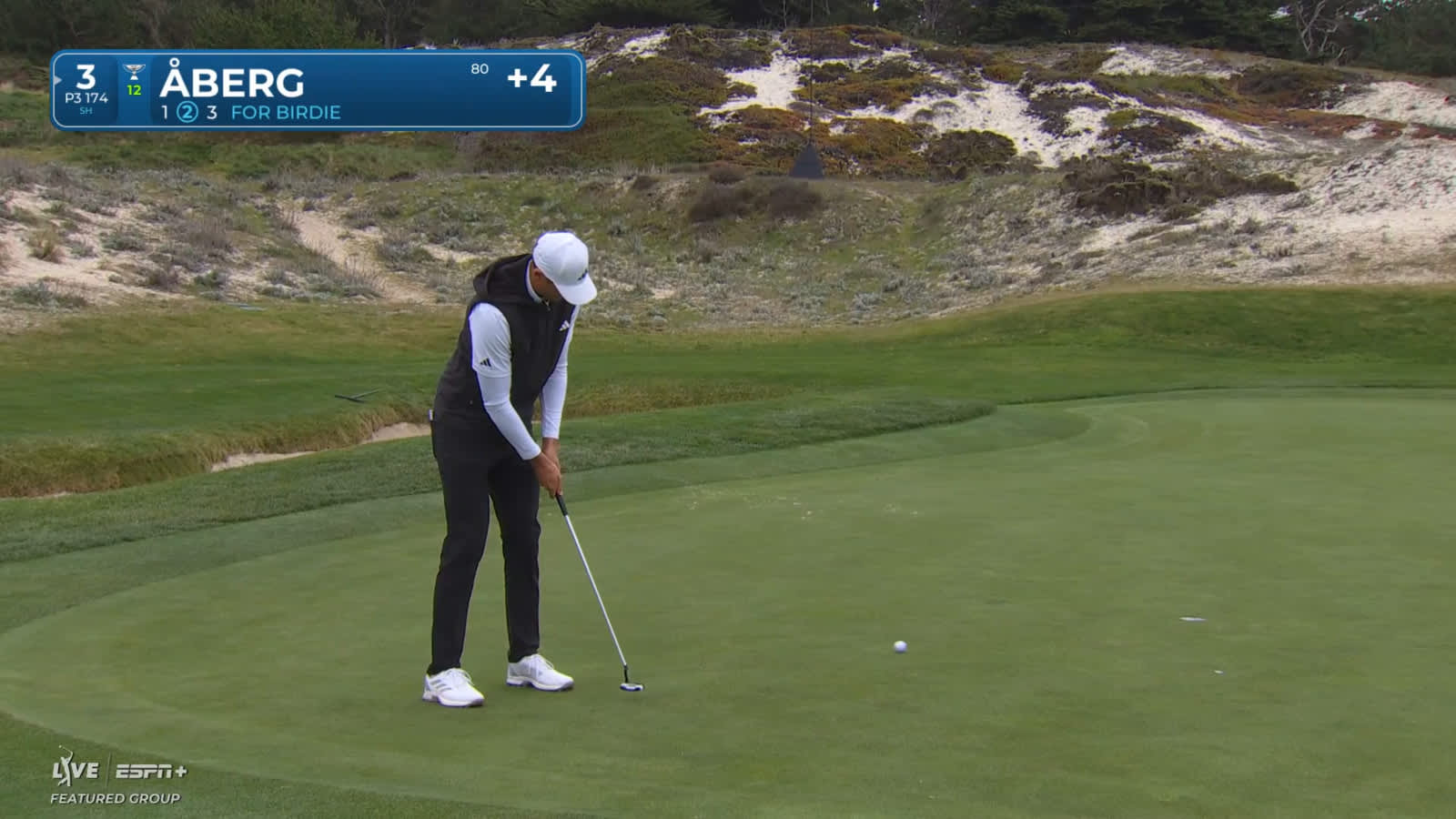 Ludvig Åberg sends in 12-foot birdie at AT&T Pebble Beach