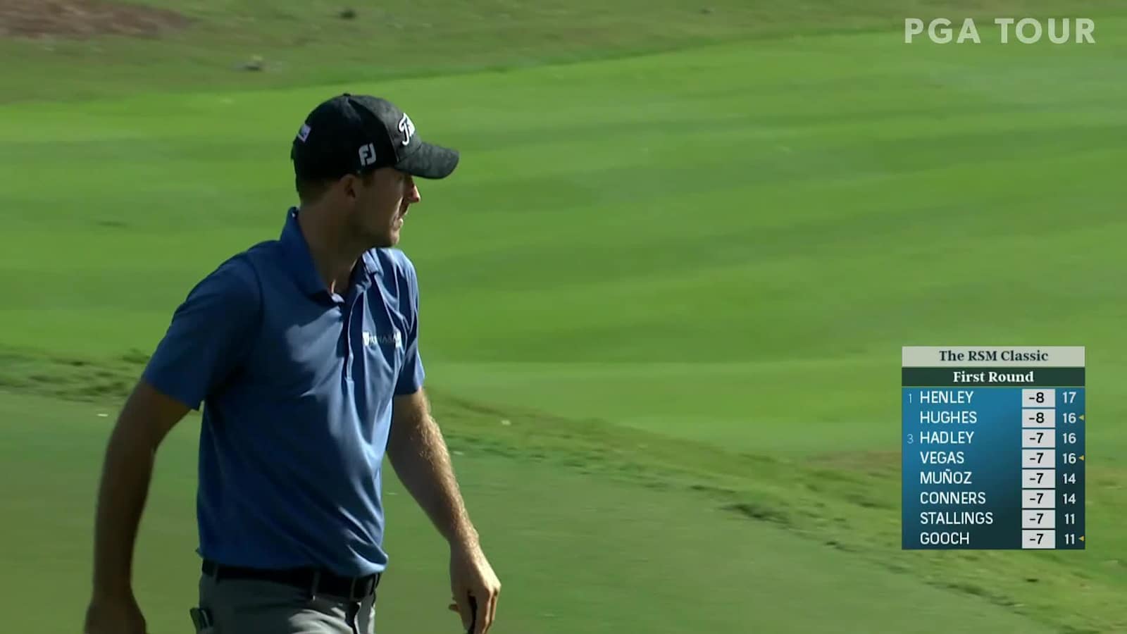 Russell Henley makes short birdie putt at The RSM Classic