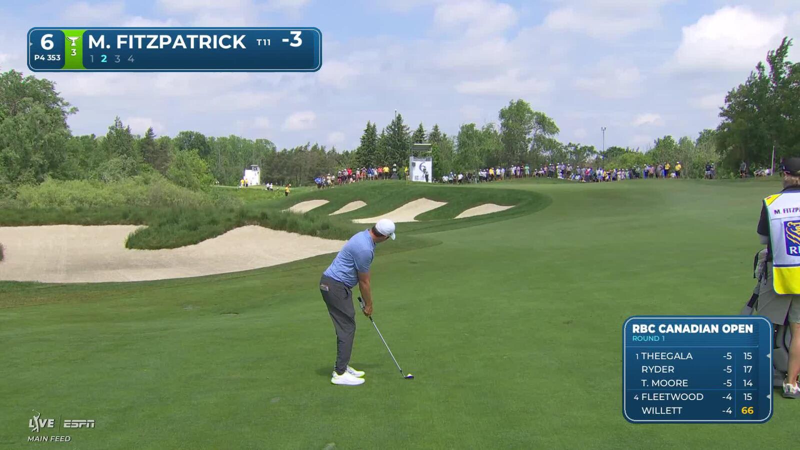Matt Fitzpatrick's 87-yard approach sets up birdie on No. 6 at RBC Canadian