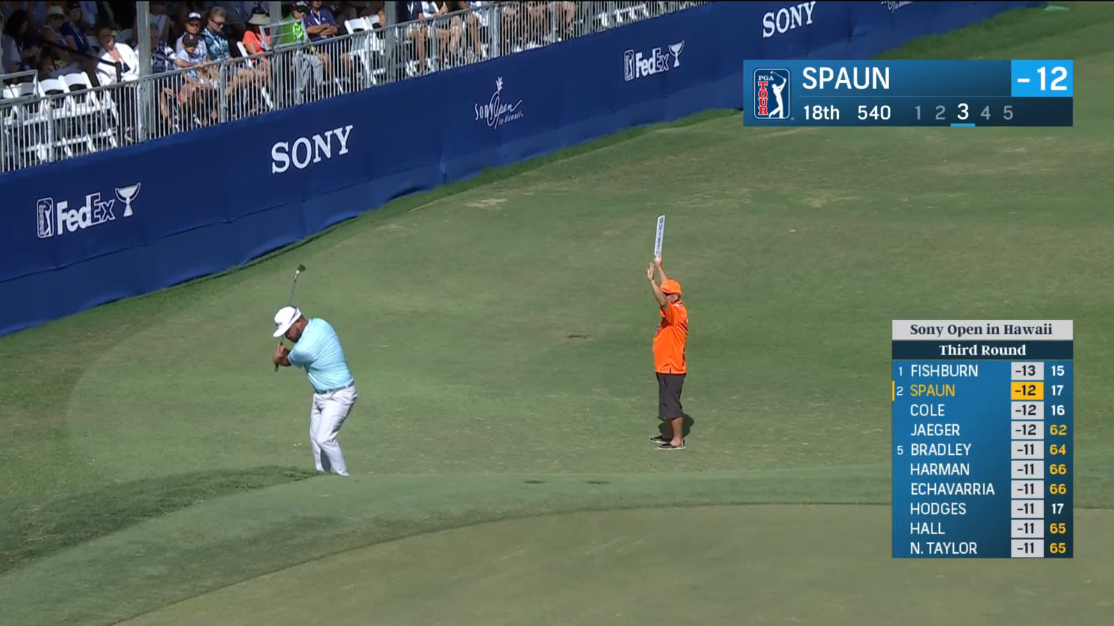 J.J. Spaun hits outstanding chip shot and birdies to finish round at Sony Open