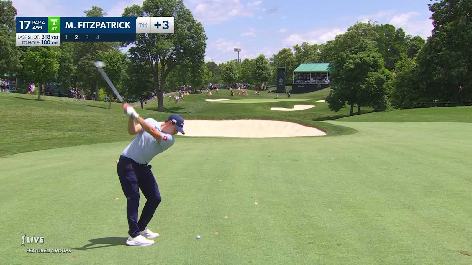 Matt Fitzpatrick's approach to 7 feet leads to birdie at the Memorial