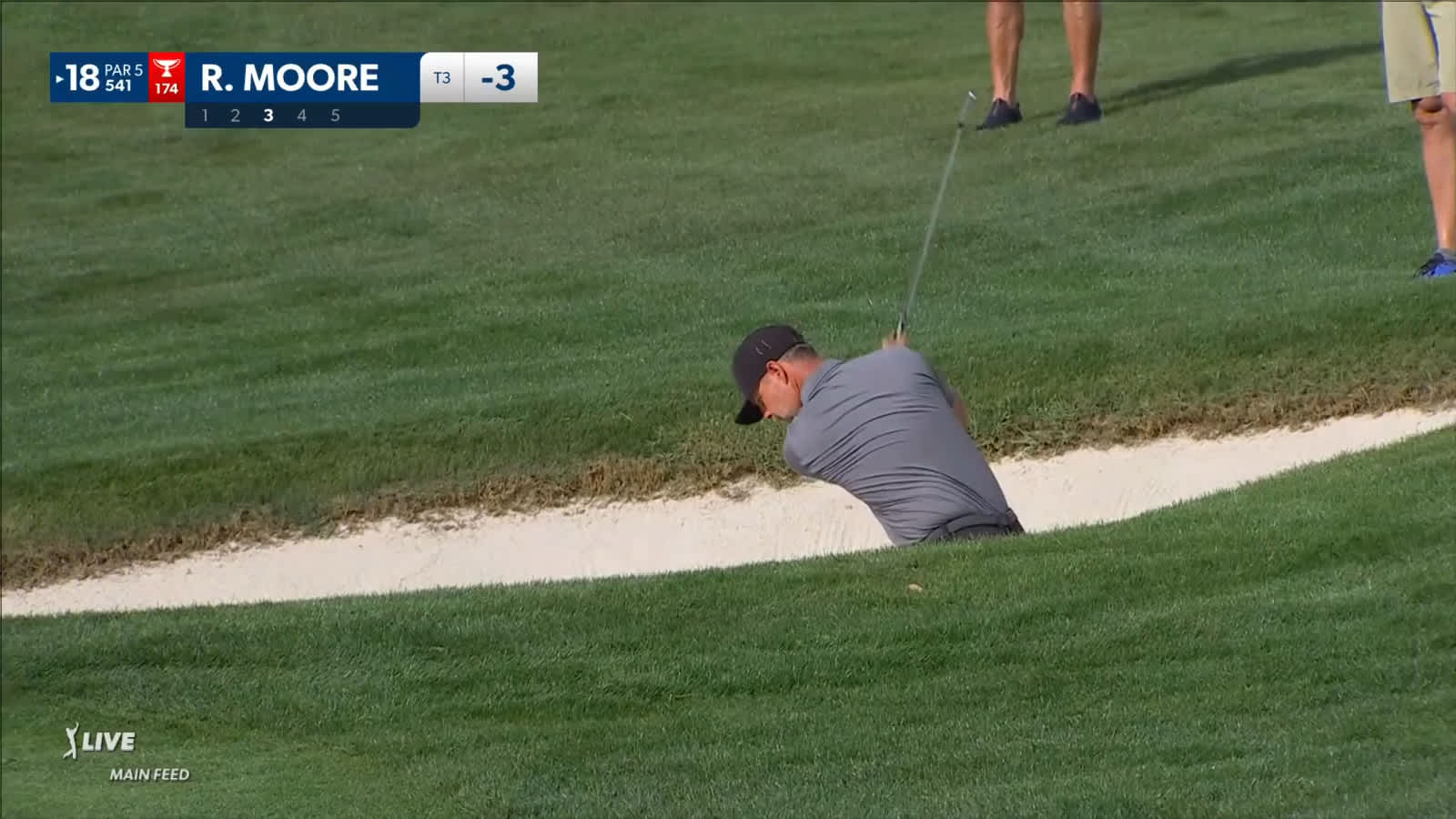 Ryan Moore gets up-and-down from the bunker for birdie at Cognizant Classic