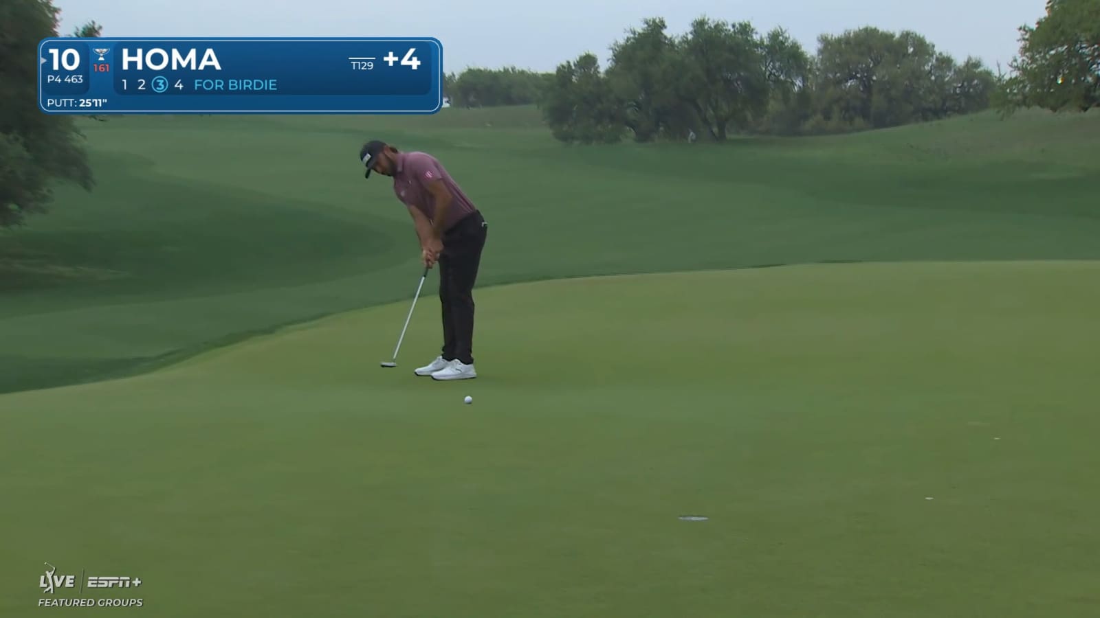 Max Homa sinks a 25-foot birdie putt at Valero