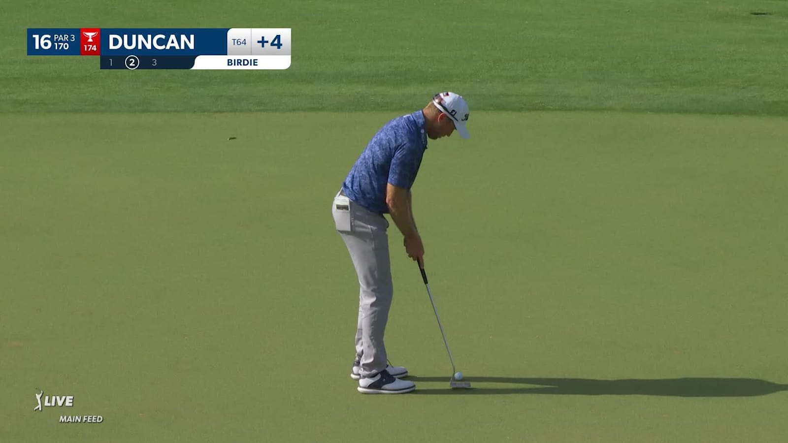 Tyler Duncan makes birdie on No. 16 at Charles Schwab