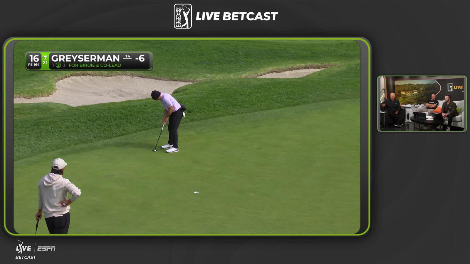 Max Greyserman sinks 10-foot birdie putt on No. 16 at The Genesis