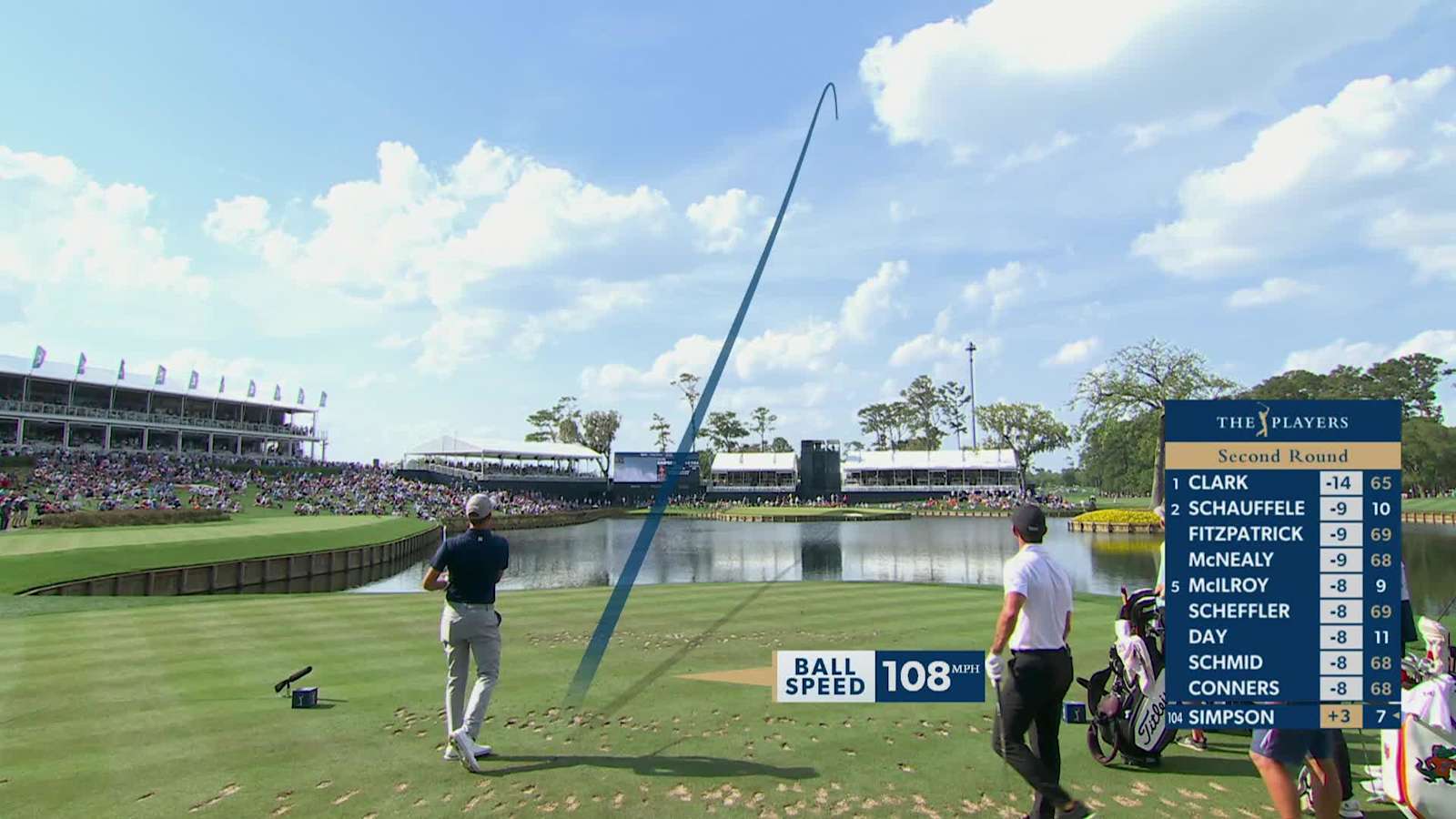 Webb Simpson sinks a 39-foot birdie putt on No. 17 at THE PLAYERS