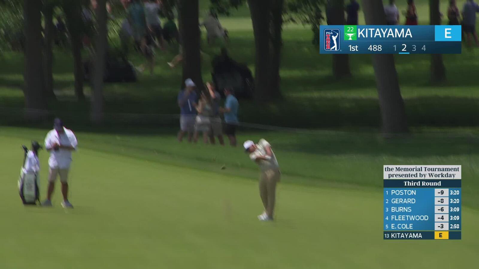 Kurt Kitayama gets up-and-down from 170 yards for birdie on No. 1 at the Memorial