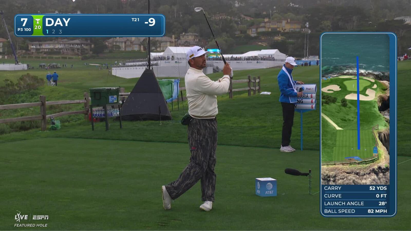 Jason Day hits 96-yard tee shot to 12 feet, sets up birdie on No. 7 at AT&T Pebble Beach