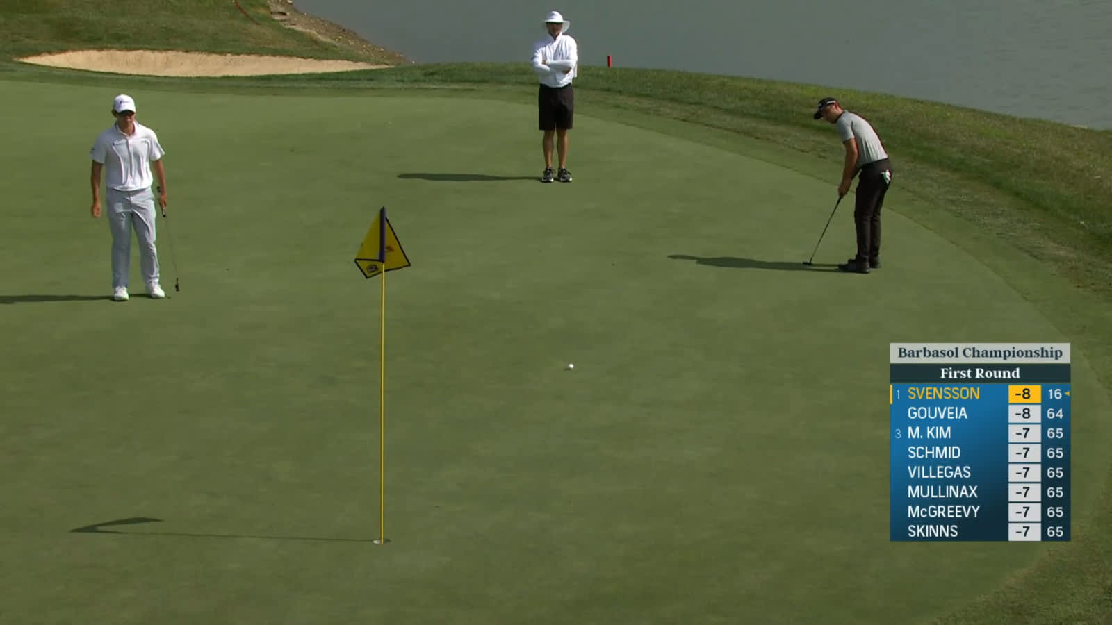Adam Svensson sinks a 31-foot eagle at Barbasol