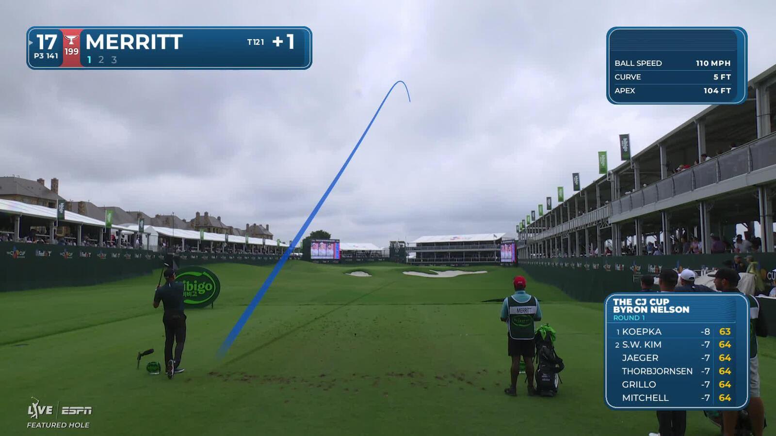 Troy Merritt holes out for birdie from 13-feet on No. 17 at THE CJ CUP