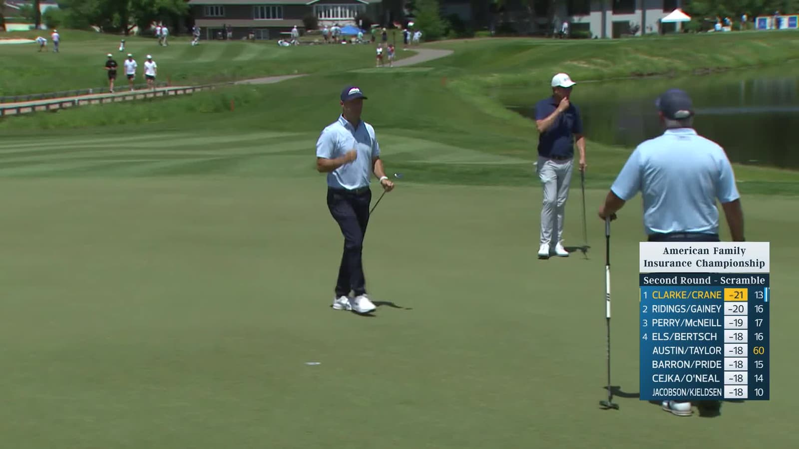 Team Clarke/Crane makes birdie on No. 14 at American Family Insurance Championship