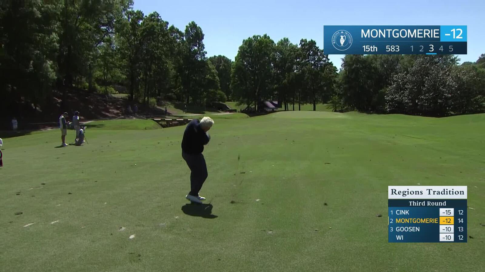 Colin Montgomerie makes birdie on No. 15 at Regions Tradition