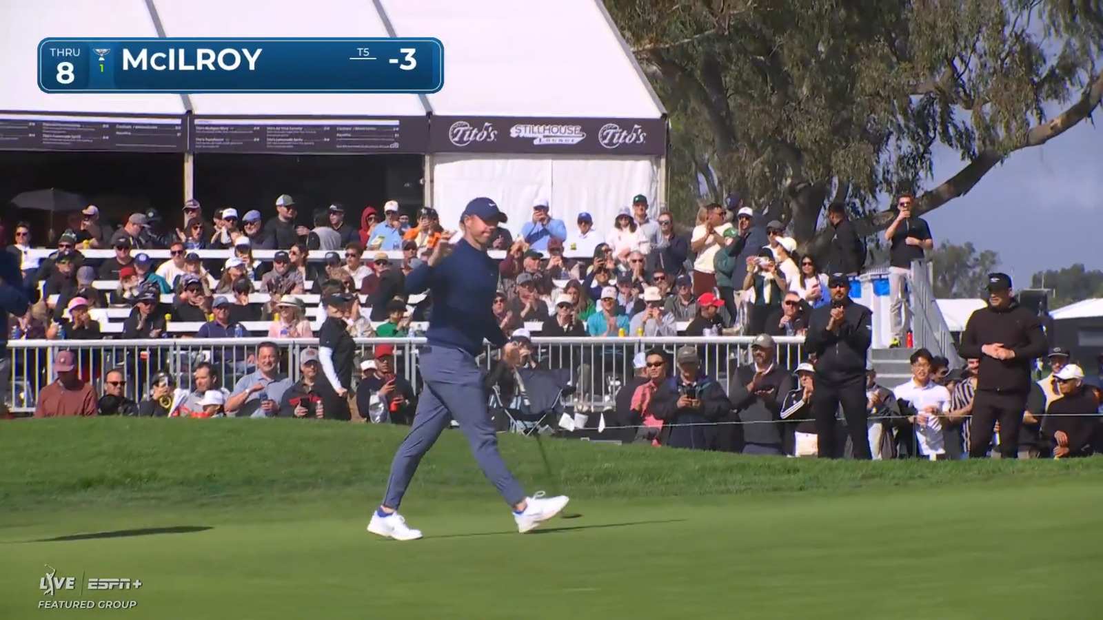 Rory McIlroy rolls in birdie putt at Genesis