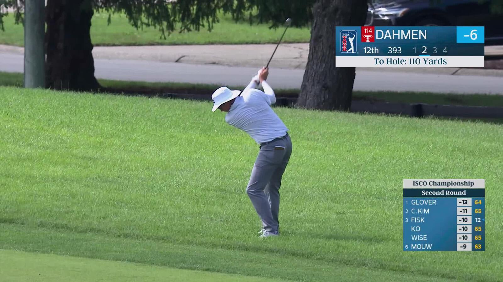 Joel Dahmen gets up-and-down from 110 yards for birdie on No. 12 at ISCO Championship