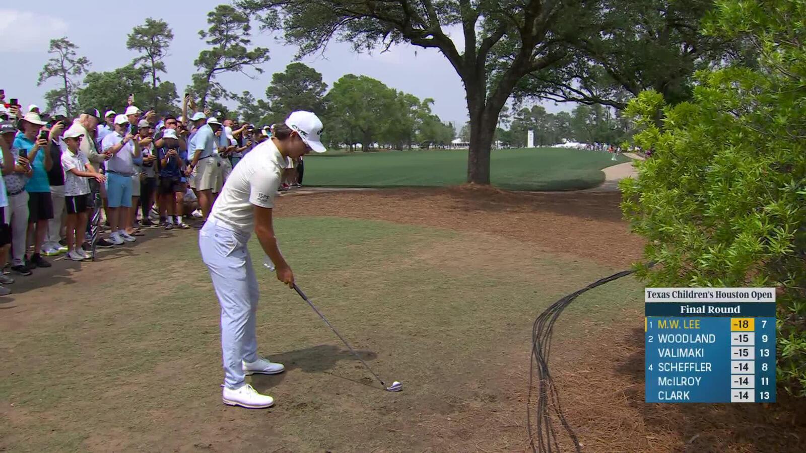 Min Woo Lee takes smart drop after unplayable, saves par at Texas Children's