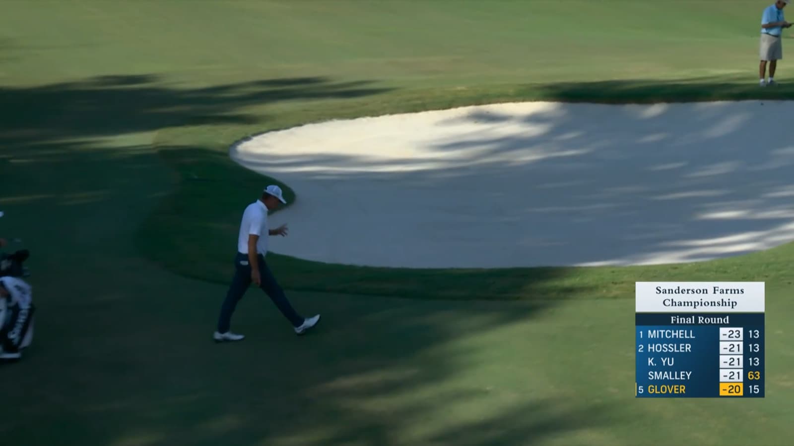 Lucas Glover holes out for eagle from the collection area at Sanderson Farms