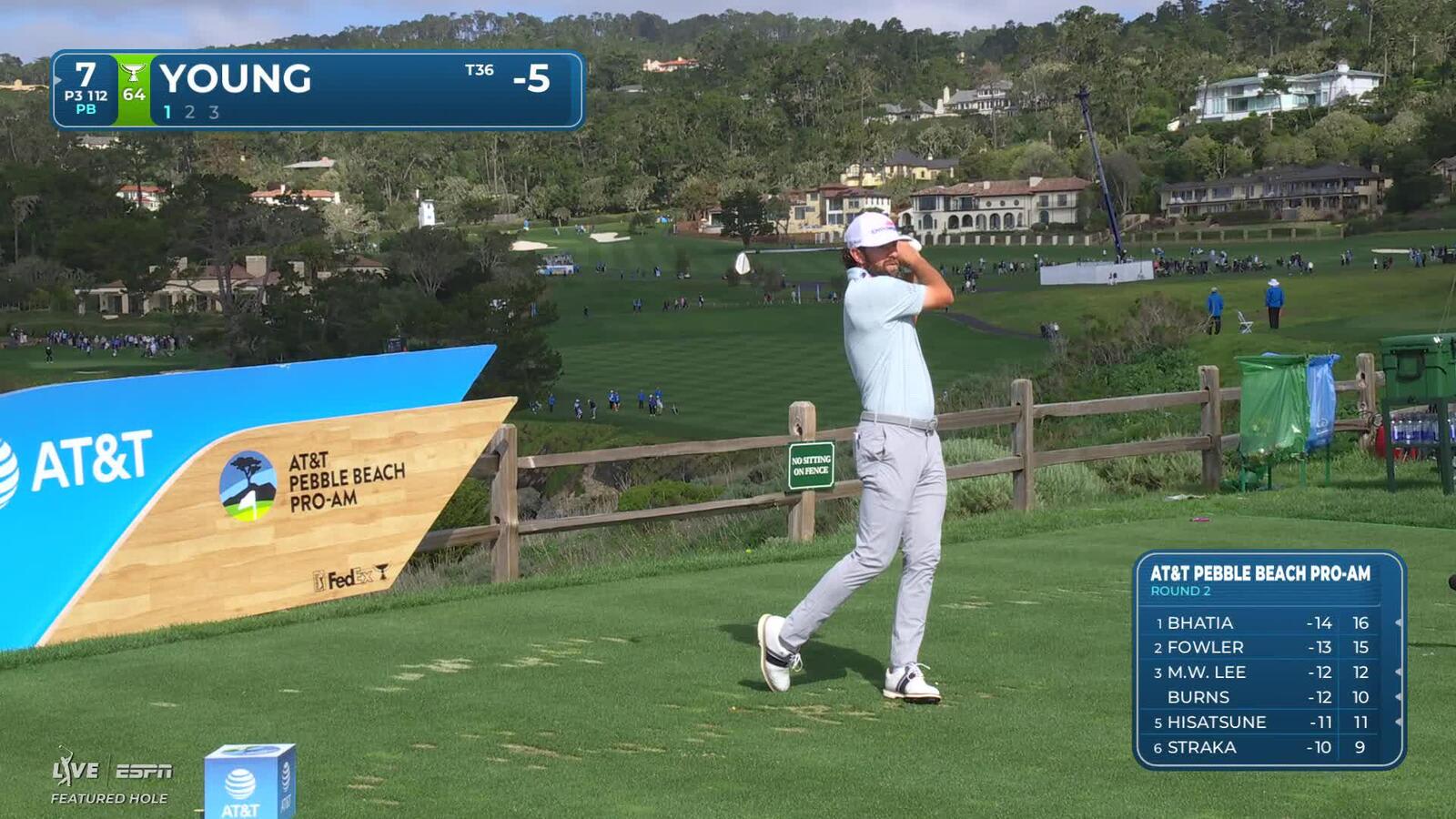 Cameron Young hits 110-yard tee shot to 11 feet, sets up birdie on No. 7 at AT&T Pebble Beach
