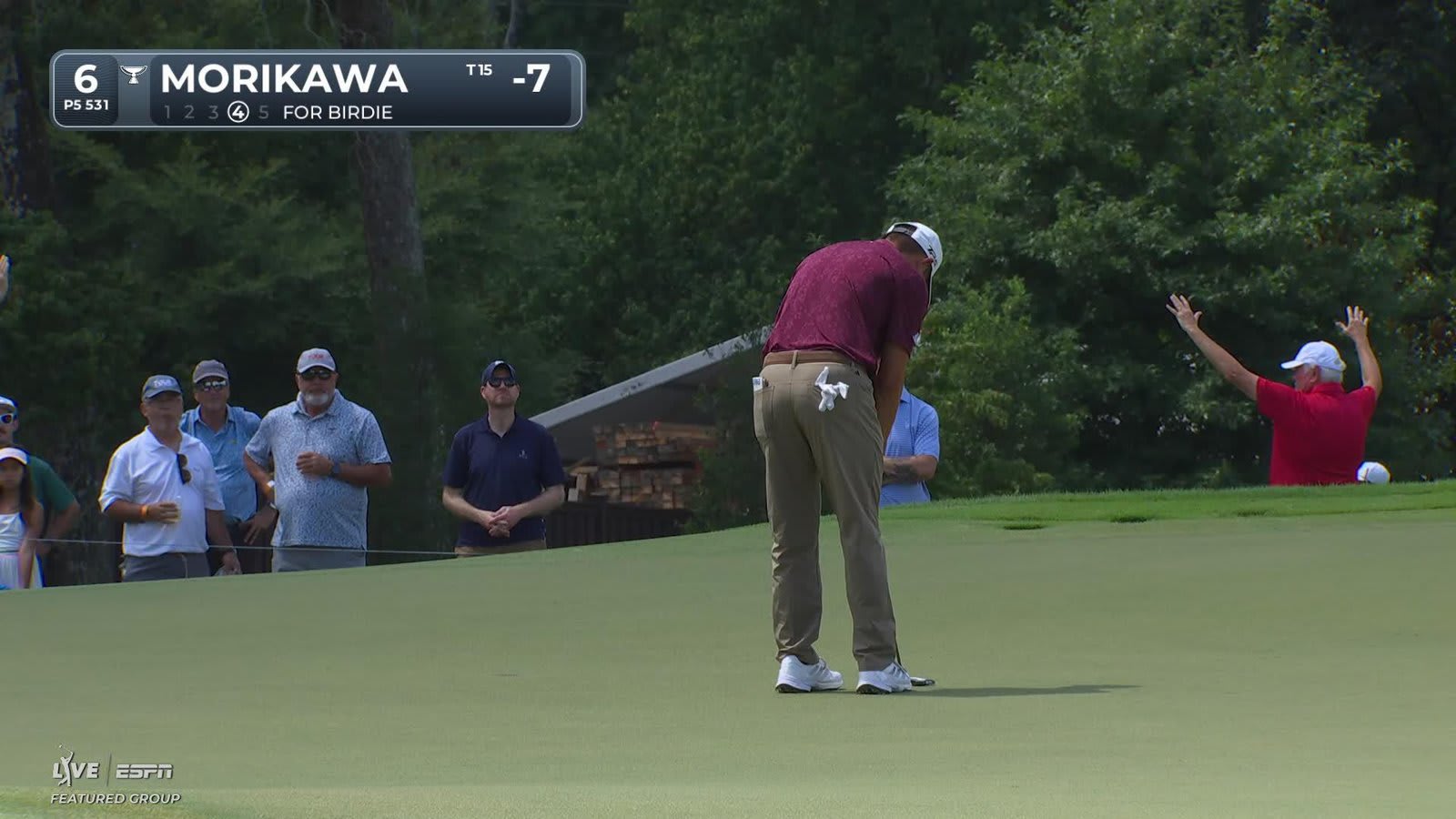 Collin Morikawa sinks 4-foot 6-inch putt for birdie on No. 6 at TOUR Championship