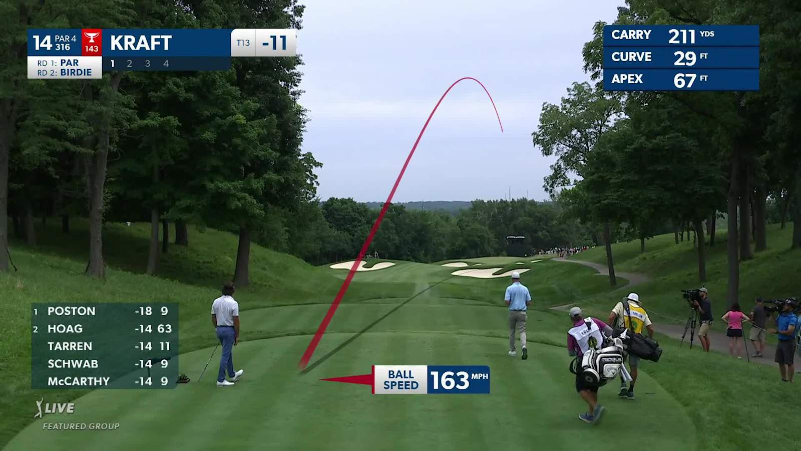 Kelly Kraft drives No. 14 green and birdies at John Deere