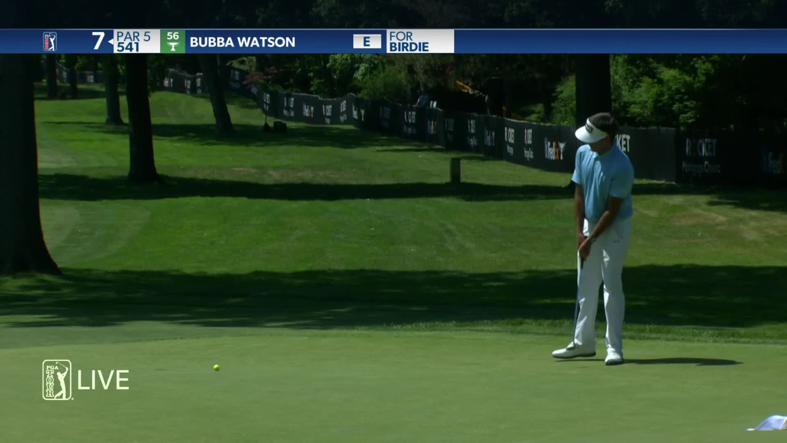 Bubba Watson gets up and down on No. 7 at Rocket Mortgage