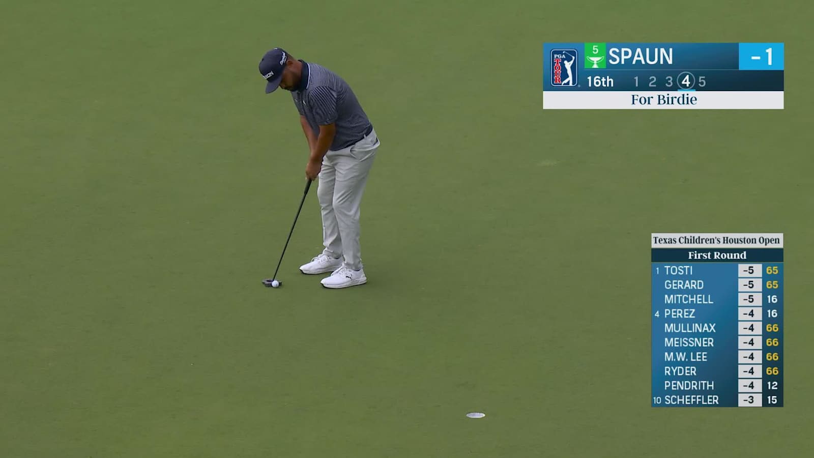 J.J. Spaun makes a 9-foot birdie putt at Houston Open