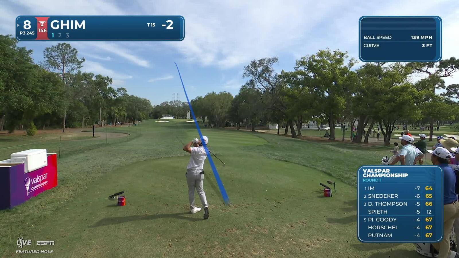 Doug Ghim sinks 19-foot birdie putt on No. 8 at Valspar