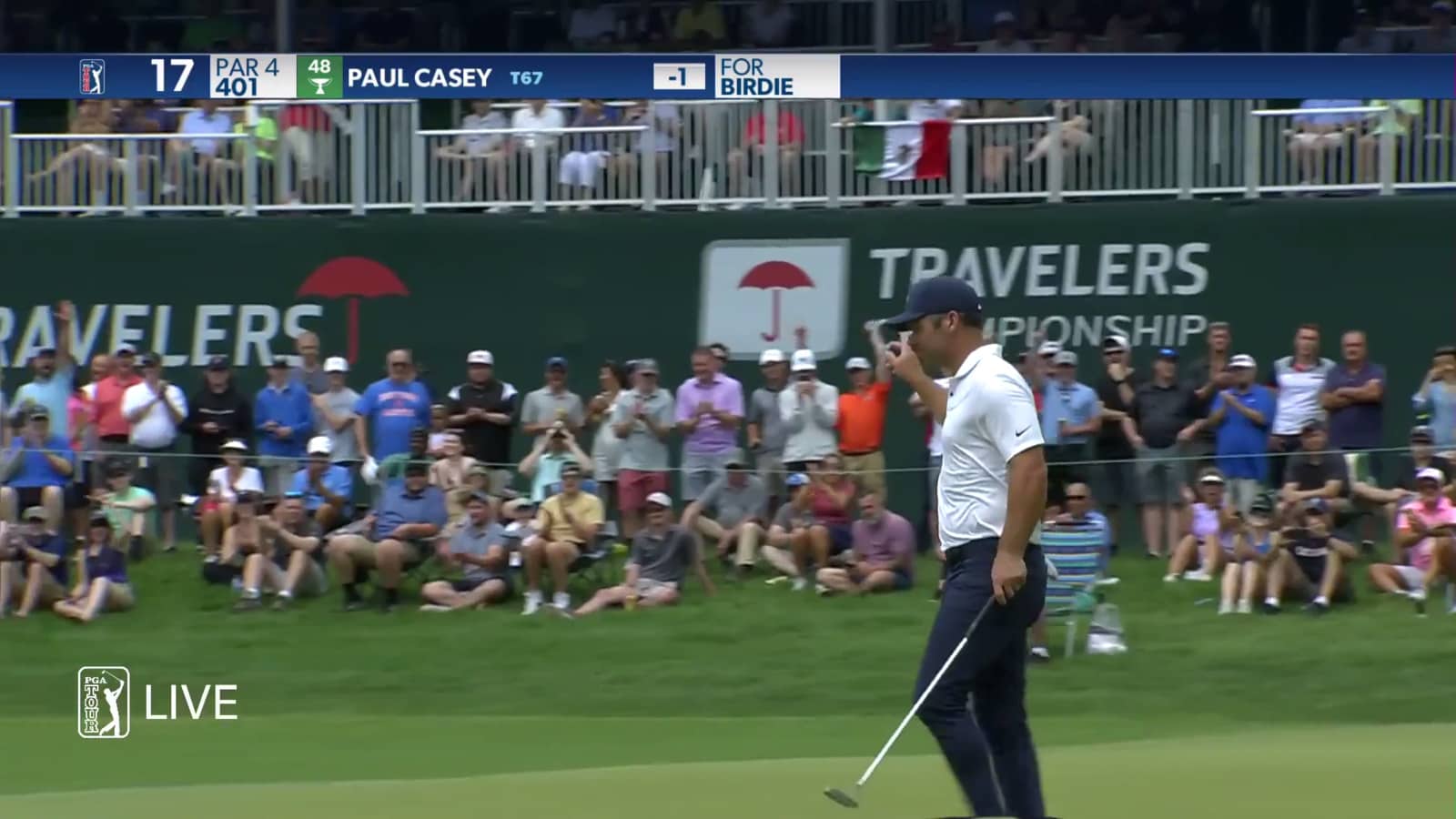 Paul Casey's left-to-right 20-footer for birdie at Travelers