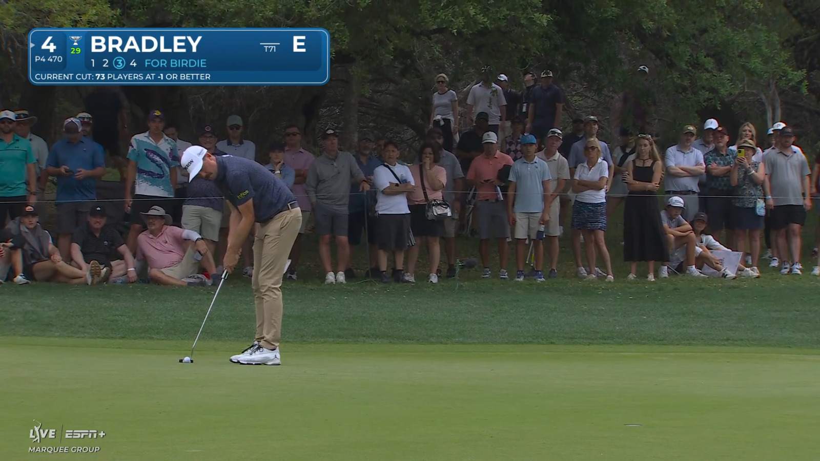 Keegan Bradley jars 19-foot birdie putt at Valero