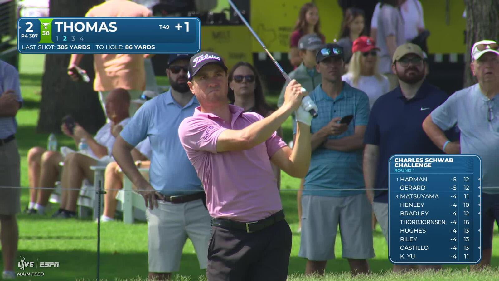 Justin Thomas's 89-yard approach sets up birdie on No. 2 at Charles Schwab