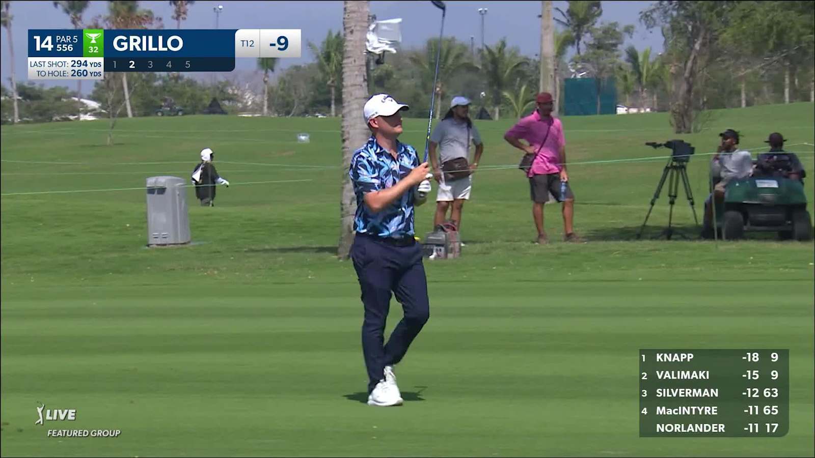 Emiliano Grillo chips in for an eagle at Mexico Open