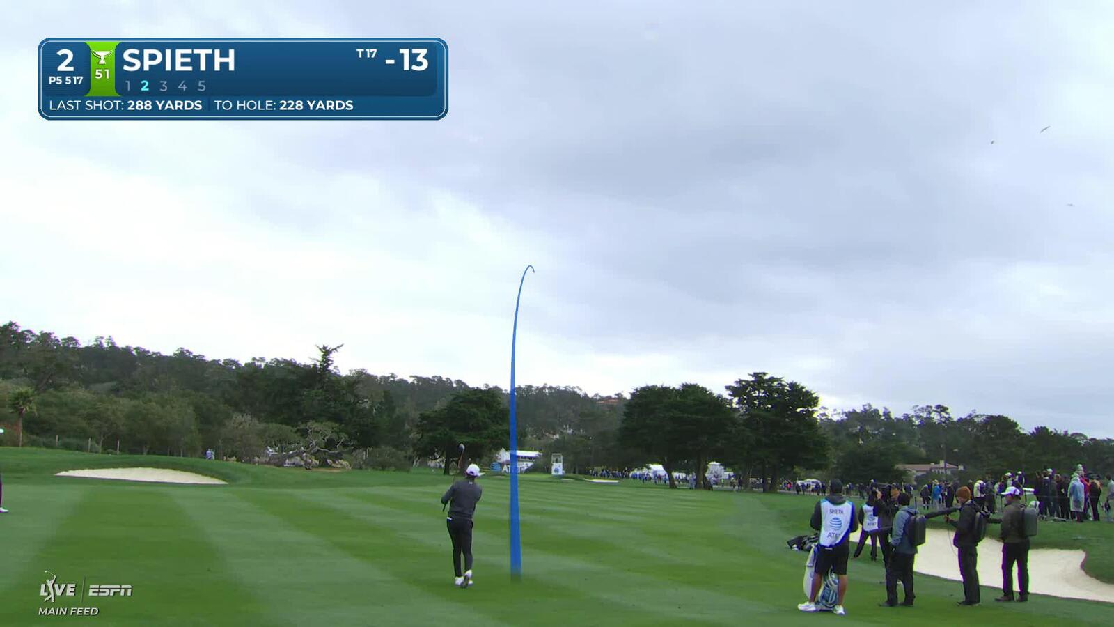 Jordan Spieth hits 227-yard approach to 20 feet, sets up birdie at Pebble Beach