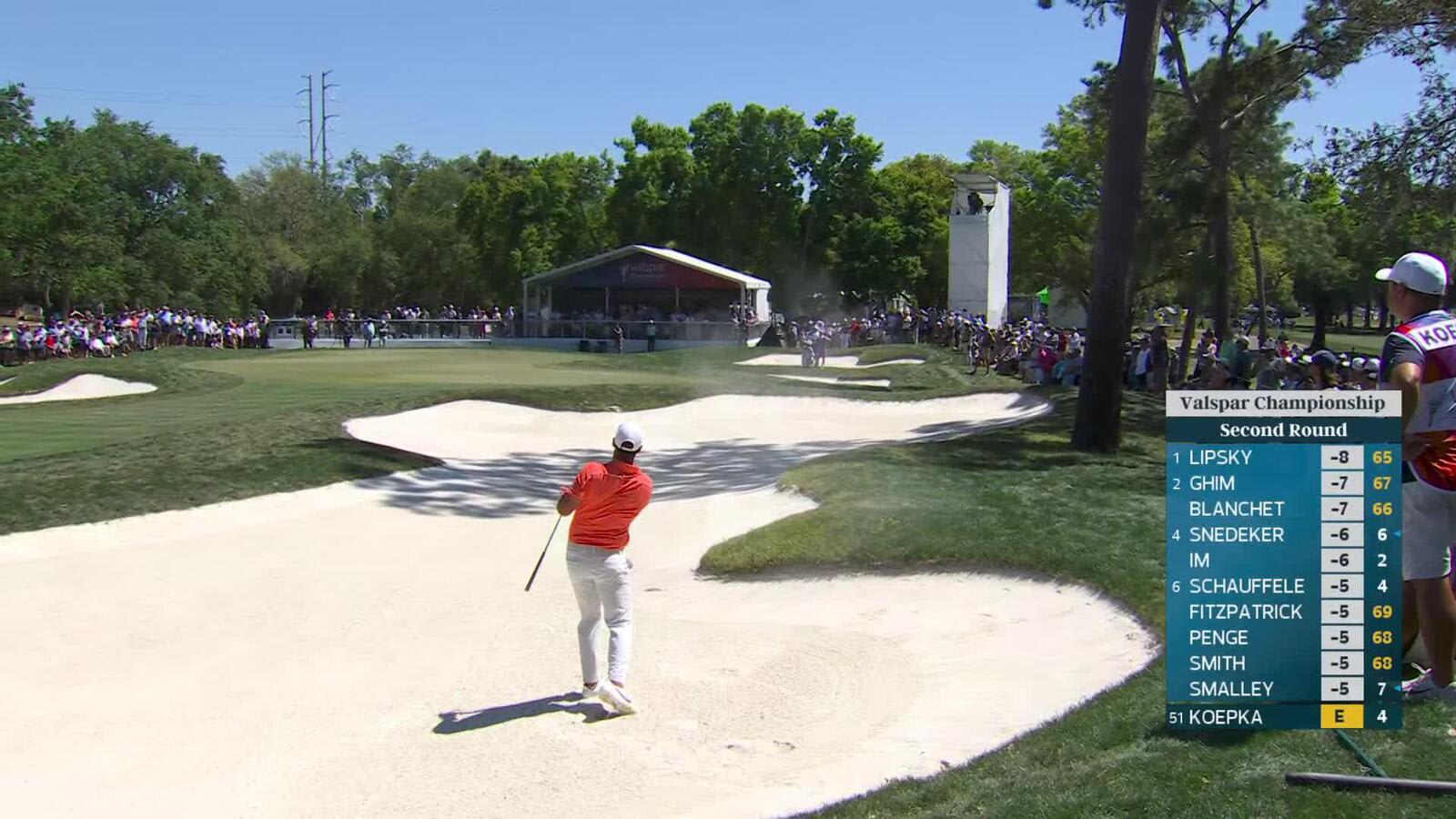 Brooks Koepka hits 62-yard approach from bunker to 5 feet, sets up birdie