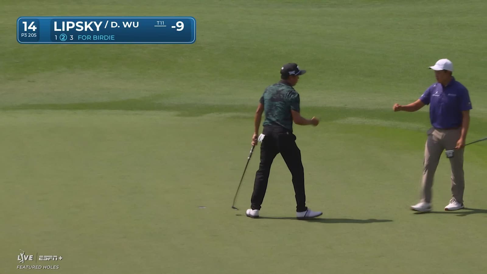 Team Lipski/Wu makes birdie on No. 14 at Zurich Classic