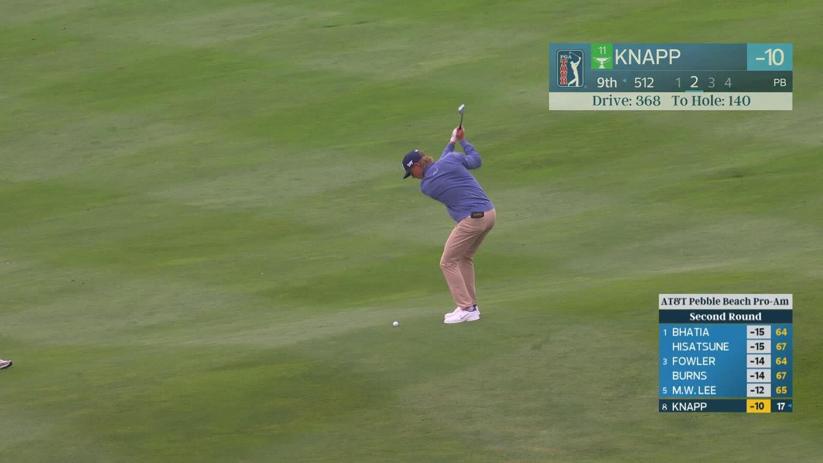Jake Knapp hits 137-yard approach to 5 feet, sets up birdie on No. 9 at AT&T Pebble Beach
