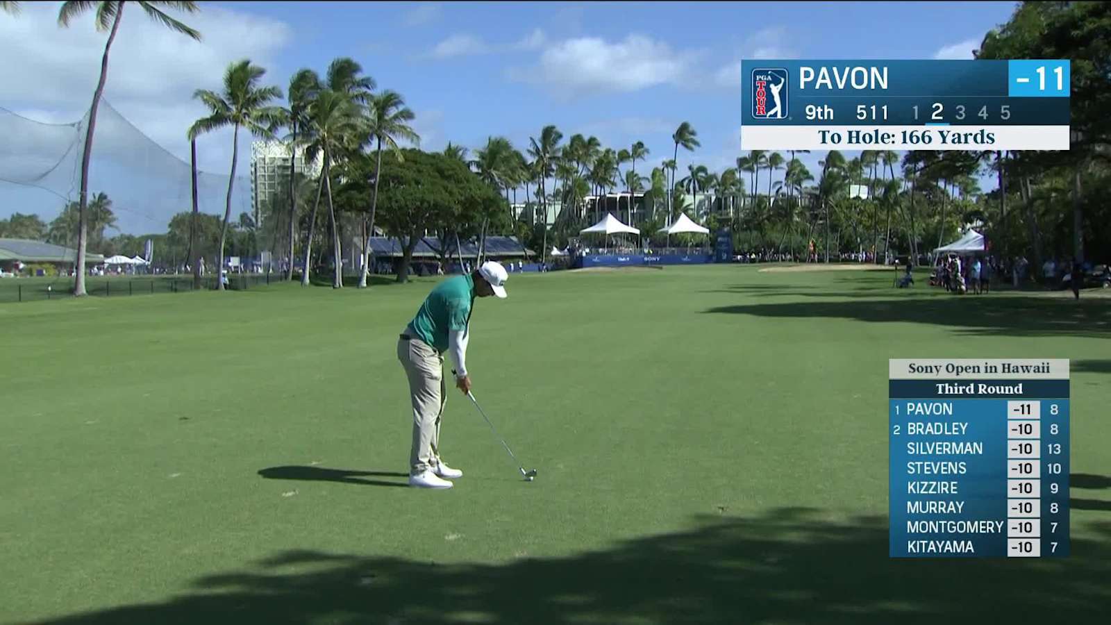 Matthieu Pavon gets up and down for birdie at Sony Open