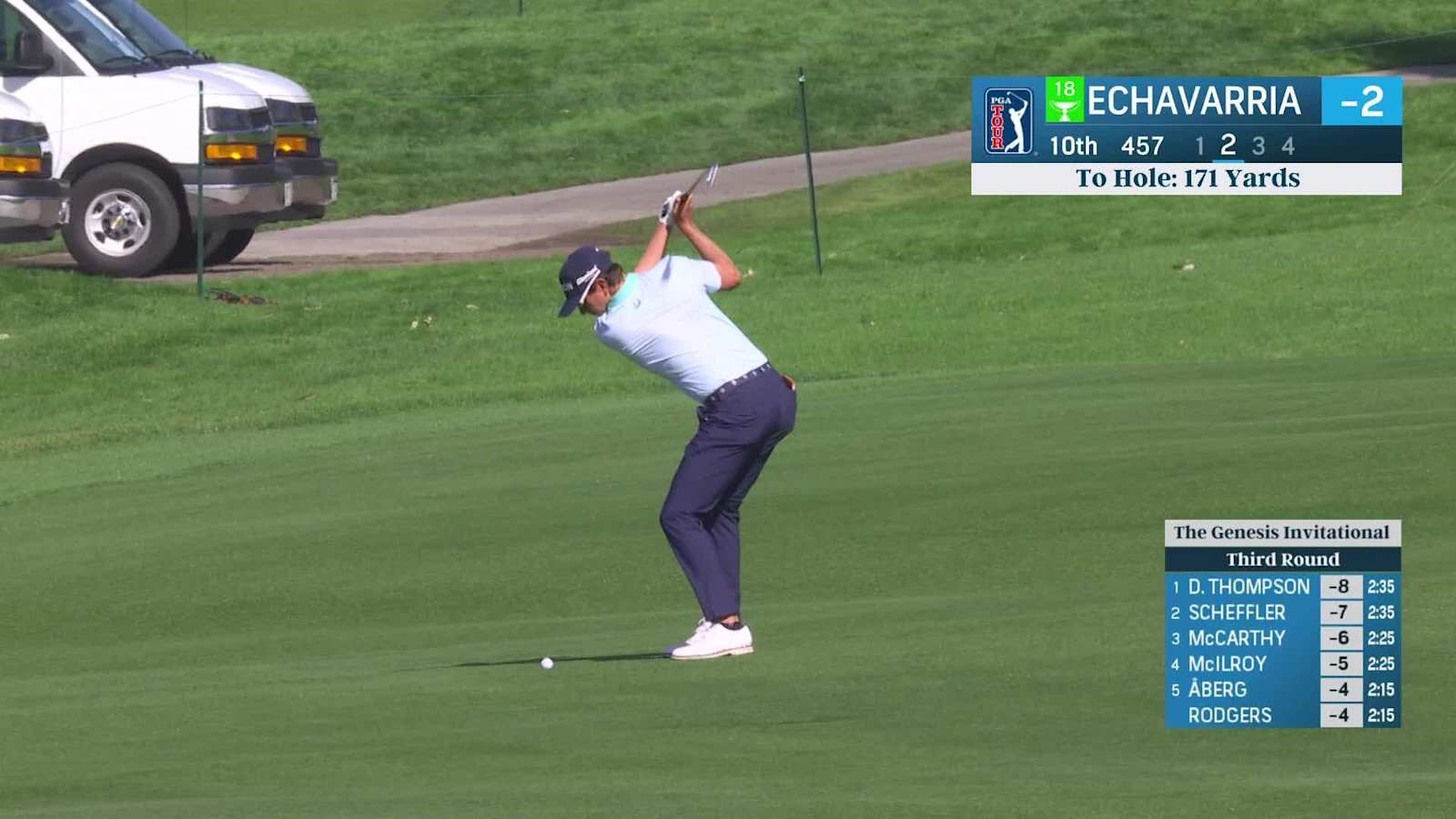 Nico Echavarria goes right at the flag to set up birdie at The Genesis