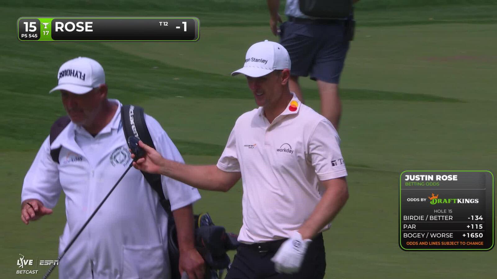 Justin Rose reaches par-5 No. 15 in two, makes birdie at the Memorial
