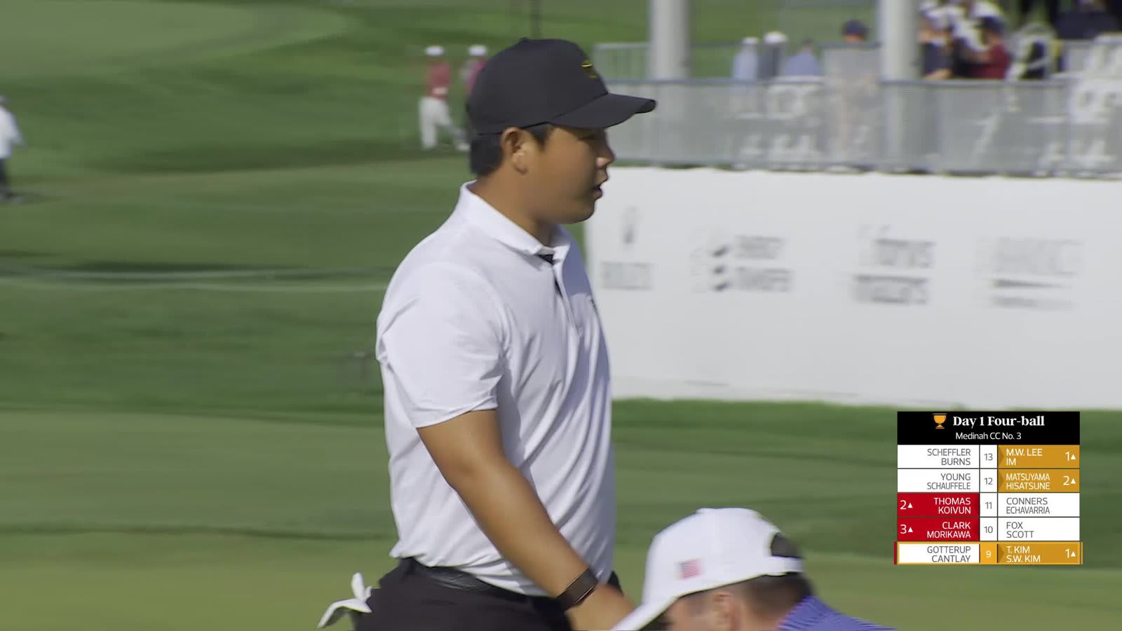 Tom Kim makes birdie on No. 10 at the 2026 Presidents Cup